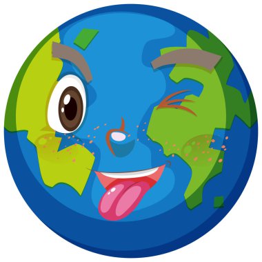 Beyaz arkaplanda edepsiz yüz ifadesi olan Dünya çizgi film karakteri