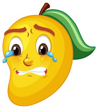 Yüz ifadesi çizimi olan mango çizgi film karakteri