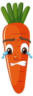 Yüz ifadesi çizimi olan havuç çizgi karakteri