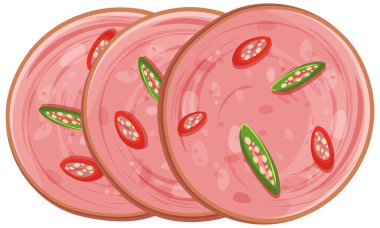 Acı biberli dilimlenmiş sucuklu sosis.