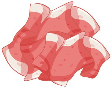 Beyaz arkaplanda dilimlenmiş domuz pastırması