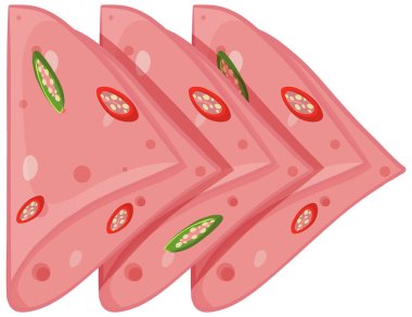Acı biberli dilimlenmiş sucuklu sosis.