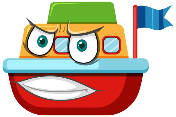 Boot Spielzeug Cartoon Figur Mit Gesichtsausdruck Illustration — Stockvektor
