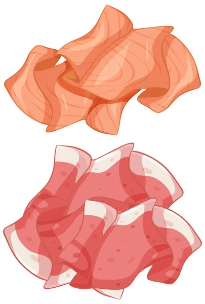 Bacon Affettato Sfondo Bianco Illustrazione — Vettoriale Stock