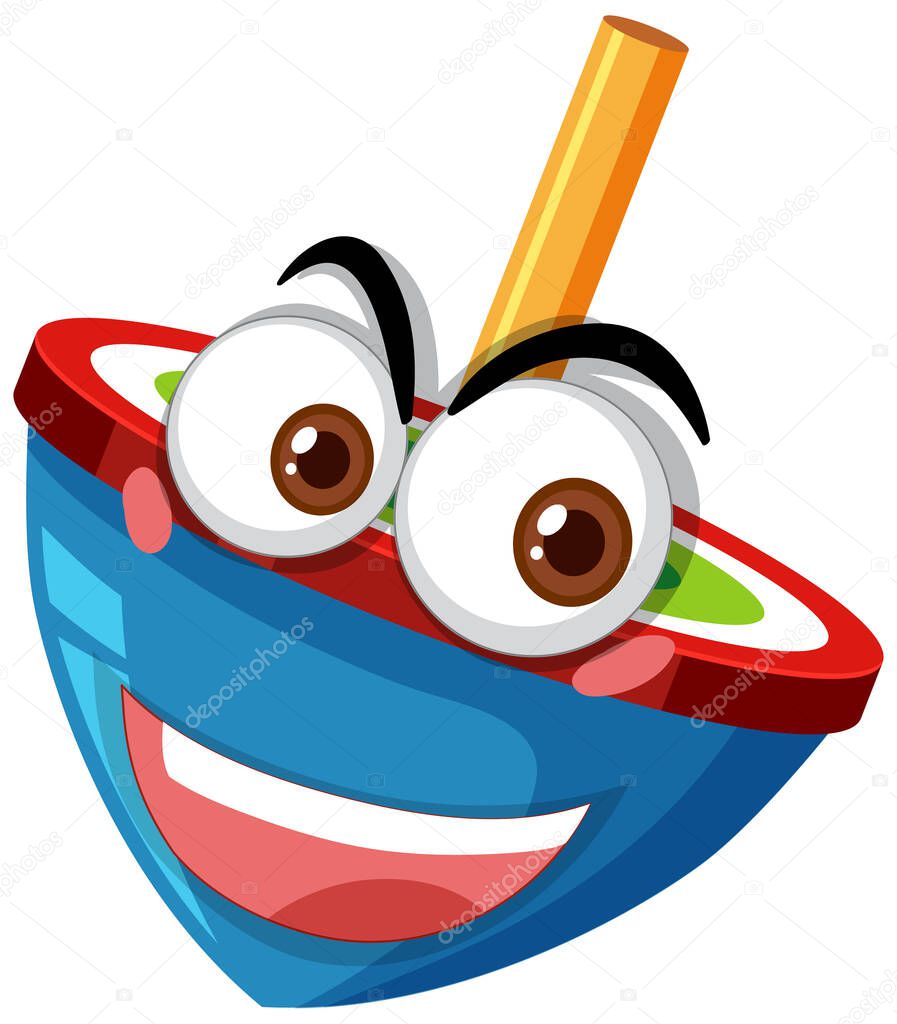 Spinning top cartoon character with facial expression illustration
