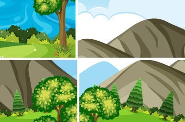 Basit doğa arkaplan resimleme seti