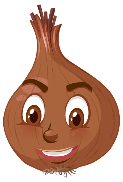 Onion Cartoon Character Facial Expression Illustration — Stock Vector
