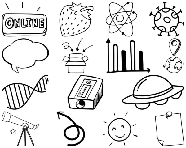 一套物品和符号手绘涂鸦图解 — 图库矢量图片