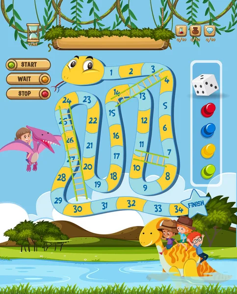 Gioco Tavolo Bambini Stile Dinosauro Modello Illustrazione — Vettoriale Stock