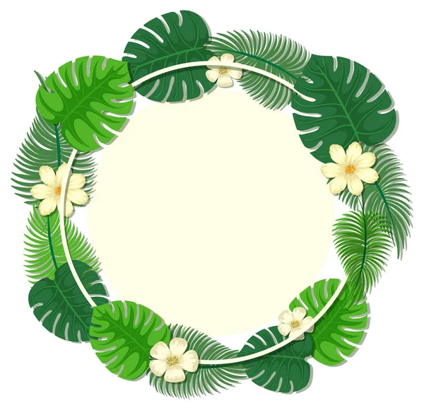 Tropical Leaves Frame Template Illustration — Stock Vector