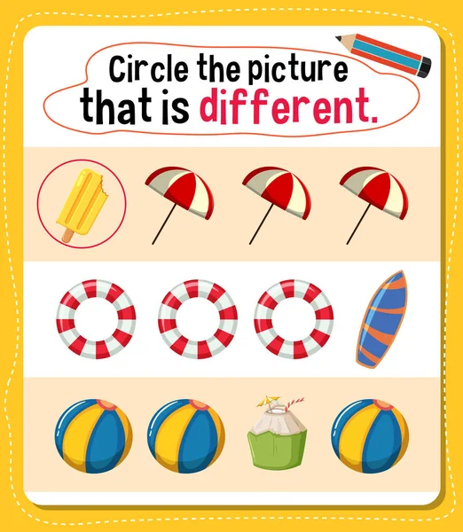 Κύκλος Εικόνα Που Είναι Διαφορετική Δραστηριότητα Για Παιδιά Εικονογράφηση — Διανυσματικό Αρχείο