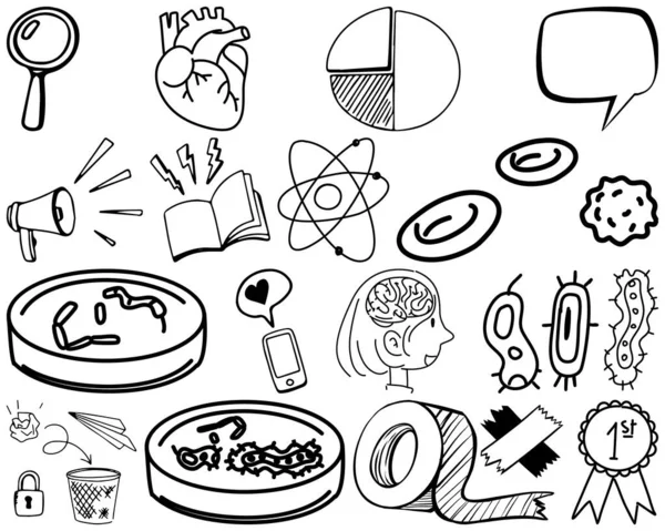 Conjunto Item Símbolo Desenhado Mão Doodle Ilustração — Vetor de Stock