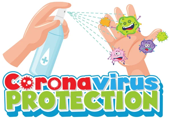 Coronavirus Protection Fonte Com Mão Usando Álcool Desinfetante Spray Ilustração —  Vetores de Stock