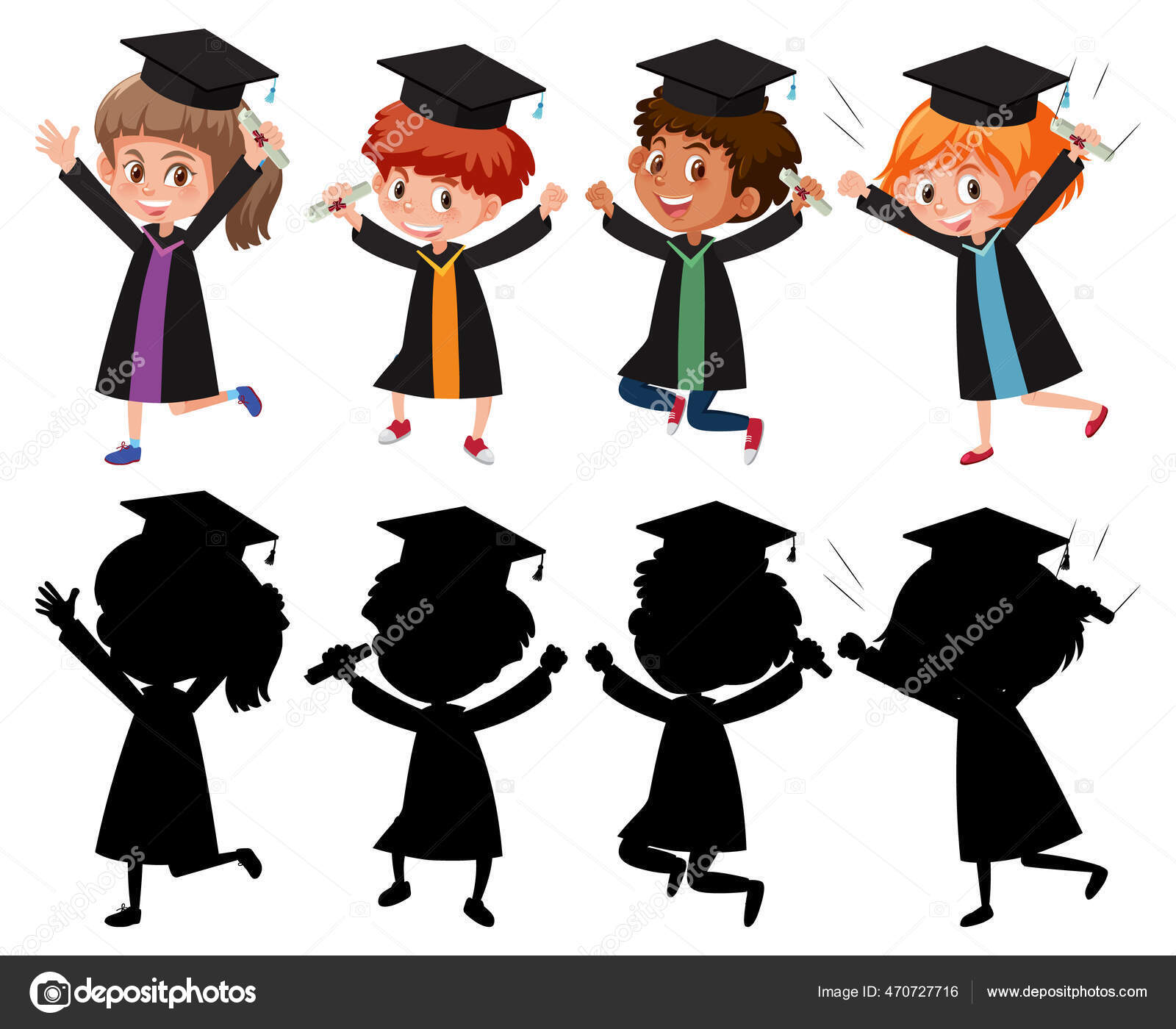 Girl In Graduation Gown And Cap Cartoon Vector Character - Girl With Graduation  Cap Cartoon, HD Png Download - kindpng