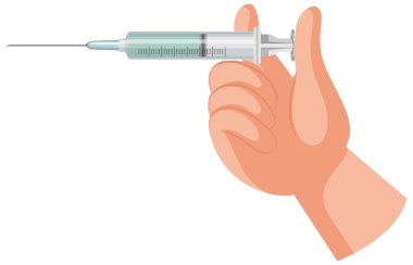 Beyaz arkaplan resimlerinde aşı şırıngası tutan eller