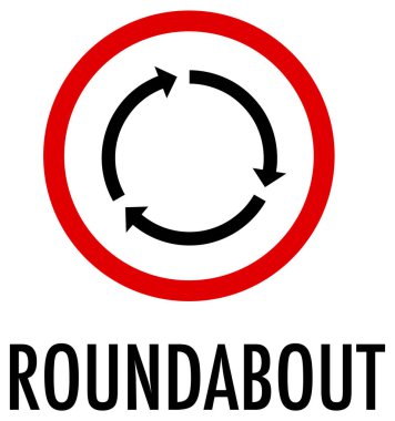 Beyaz arkaplan illüstrasyonunda döner kavşak işareti