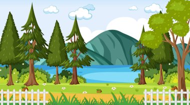 Boş doğa parkı manzara çizimi