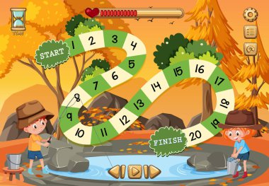 Kamp şablonu illüstrasyonunda çocuklar için tahta oyunu