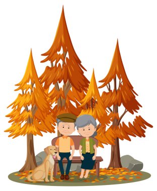 Parkta birbirine aşık yaşlı bir çift yalnız bir resimde oturuyor.