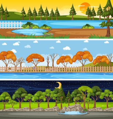 Farklı doğa yatay sahneleri çizimi