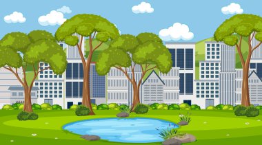 Şehir merkezindeki boş park gündüz illüstrasyonunda