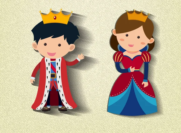 Pequeno Rei Rainha Desenho Animado Personagem Ilustração —  Vetores de Stock