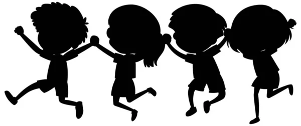 Set Kids Silhouette Cartoon Character Illustration — Stock Vector