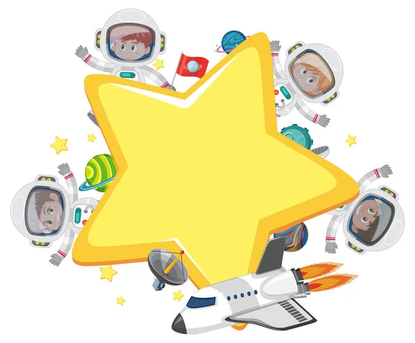 Estrela Branco Com Muitos Astronautas Desenho Animado Ilustração Personagem —  Vetores de Stock