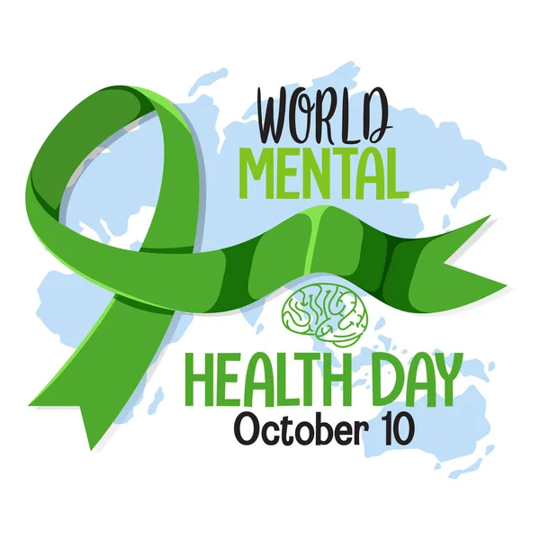 Всесвітній День Психічного Здоров Банер Або Логотип Ізольовані Білому Тлі — стоковий вектор