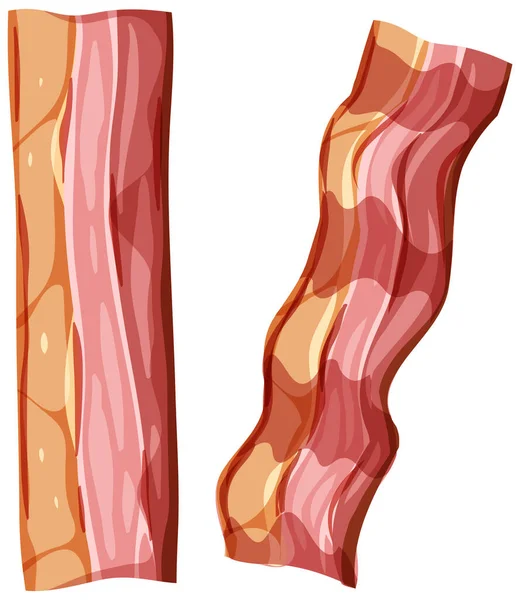 Skivad Bacon Vit Bakgrund Illustration — Stock vektor