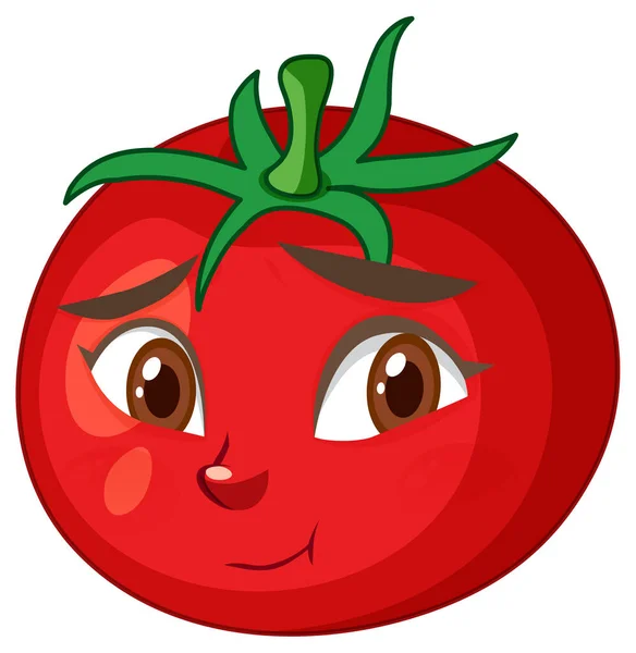 Caractère Dessin Animé Tomate Avec Expression Faciale Sur Fond Blanc — Image vectorielle