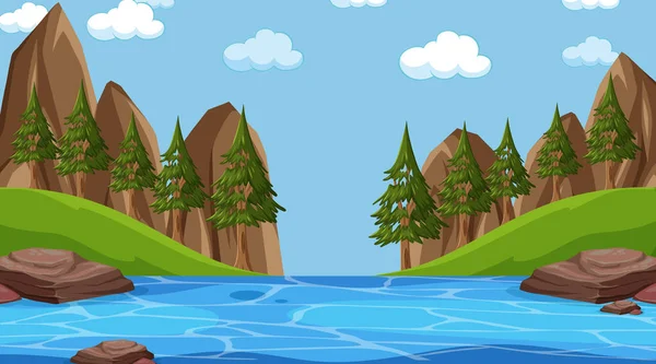 Paisaje Blanco Escena Del Parque Natural Ilustración — Vector de stock