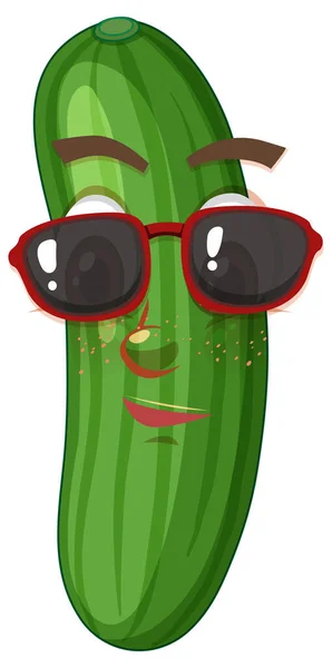 Personaje Dibujos Animados Pepino Con Ilustración Expresión Facial — Vector de stock