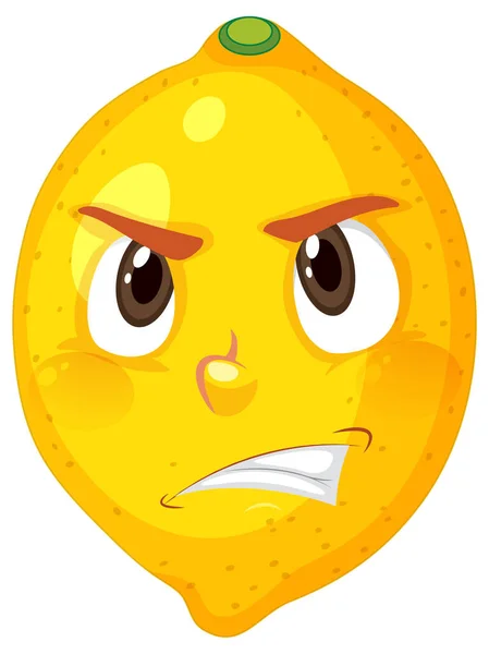 Lemon Personagem Desenho Animado Com Expressão Facial Irritada Fundo Branco —  Vetores de Stock