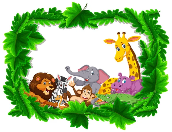 Groupe Animaux Sauvages Dans Illustration Cadre Forestier — Image vectorielle