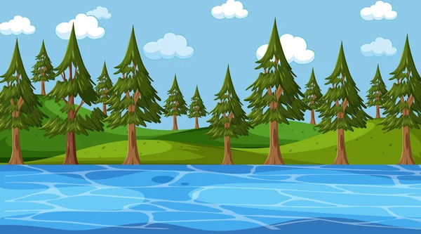 Paisaje Blanco Escena Del Parque Natural Ilustración — Vector de stock