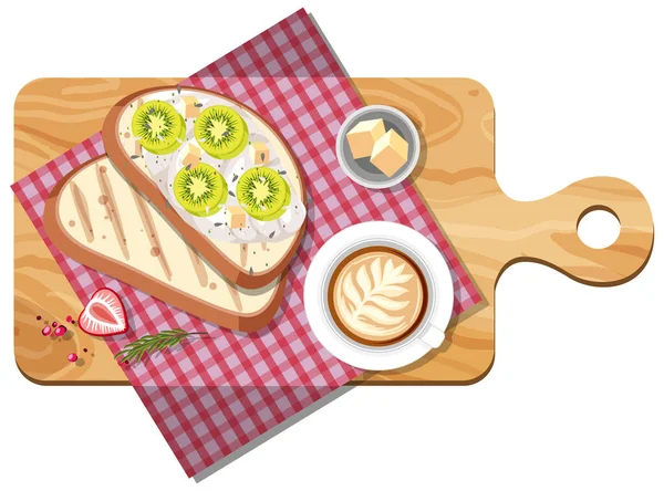 切り絵板にセットされた朝食のトップビュー孤立したイラスト — ストックベクタ