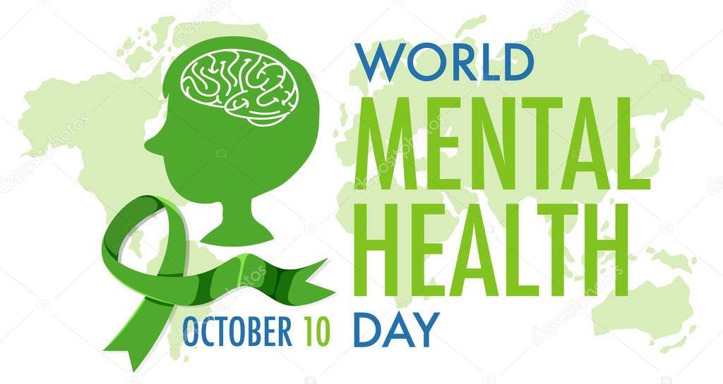 World Mental Health Day banner or logo isolated on white background illustration