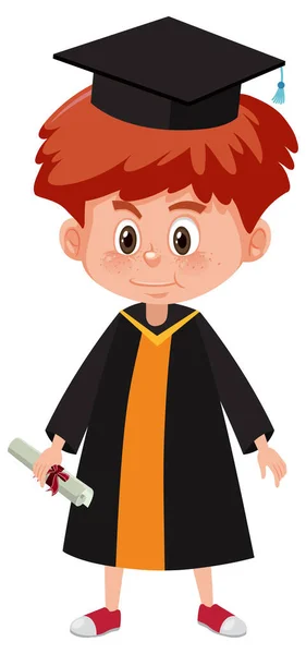 卒業コスチュームイラストを着た少年の漫画キャラクター — ストックベクタ