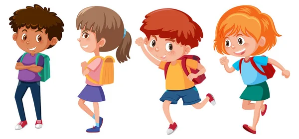 Set Diversi Bambini Felici Cartone Animato Personaggio Illustrazione — Vettoriale Stock
