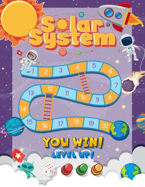 宇宙スタイルのテンプレートイラストの子供のためのボードゲーム — ストックベクタ