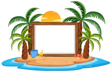 Yaz plaj elementi izole edilmiş boş pankart şablonu