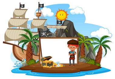 Boş afiş şablonu resimli Korsan Adası