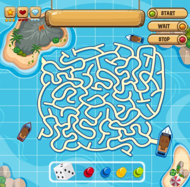 Çocuk illüstrasyonu için Maze bulmaca oyunu etkinliği