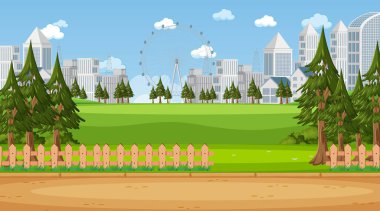 Şehir manzarası resimli boş doğa parkı manzarası