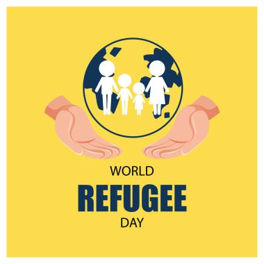 Dünya Mülteciler Günü pankartıyla insanların dünya resimlerini imzalaması