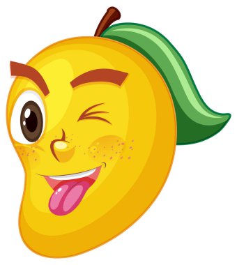 Yüz ifadesi çizimi olan mango çizgi film karakteri