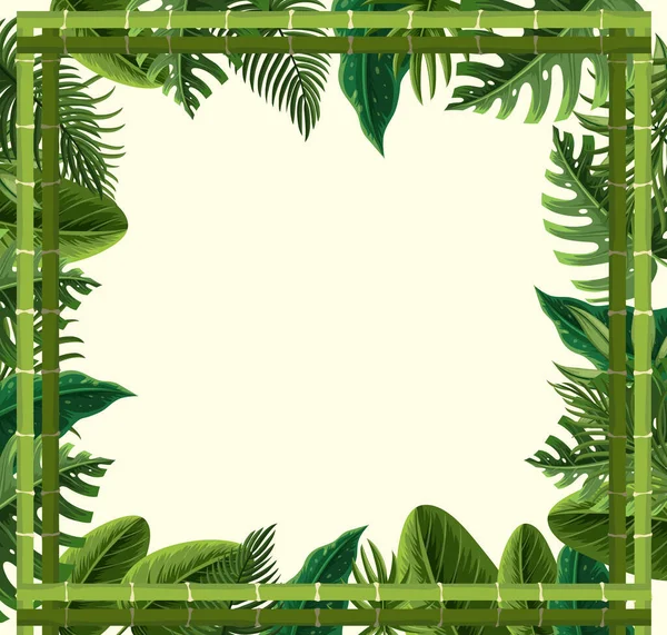 Lege Banner Met Groene Bamboe Tropische Bladeren Frame Illustratie — Stockvector