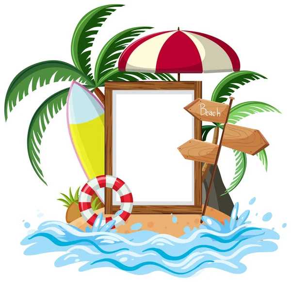 Yaz plaj elementi izole edilmiş boş pankart şablonu