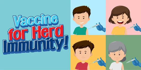 ワクチン接種を受ける人々とのハード免疫のための図 — ストックベクタ